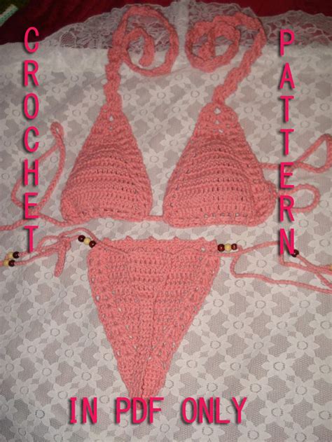 Crochet Girl Bikini G String Halter Top Swimsuit Pattern With Etsy Australia