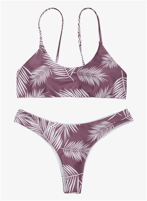 Dropship Palm Leaf Cami Padded Bralette Bikini Set Bikini PNG Image Transparent PNG Free