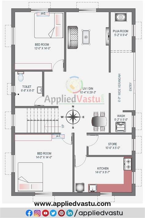 East Facing House Plan According To Vastu Shastra With Pooja Room