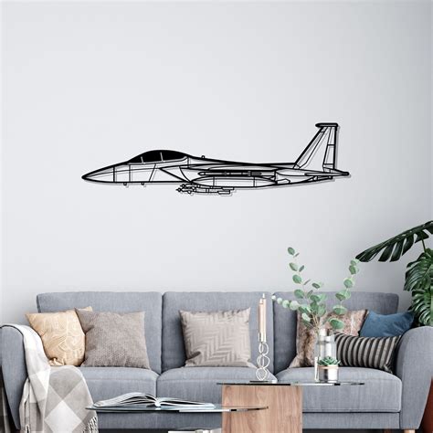 F 15e Strike Eagle Silhouette Metal Wall Art Aircraftvibes