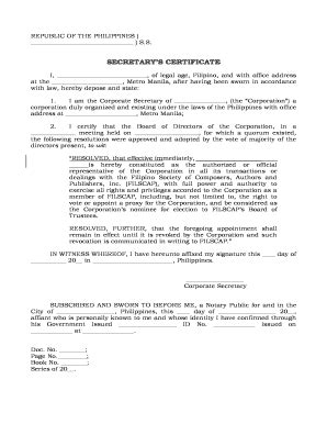 Corporate Secretary Certificate Template