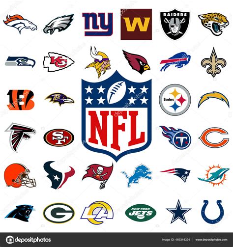 Logo All National Football League Teams Nfl Team Icons Set Stock ...