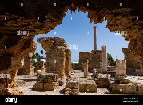 Baths Of Carthage With Remains Of Stone Walls And Corinthian Columns