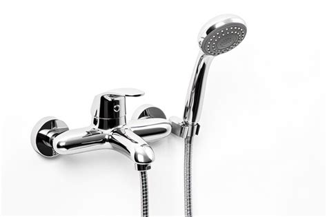 Premium Photo Chrome Plated Metal Bathroom Faucet With Hot And Cold Water Mixer Modern Shower
