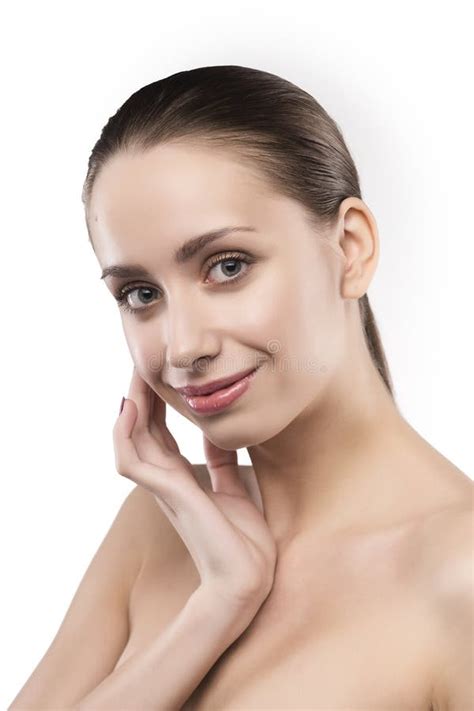 Beauty Female Portrait With Naked Shoulders Isolated On White Stock Photo Image Of Girl Fresh