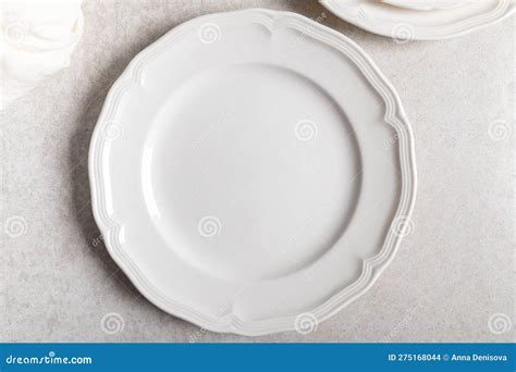 Trendy White Ceramic Plates Stock Photo - Image of setting, catering ...