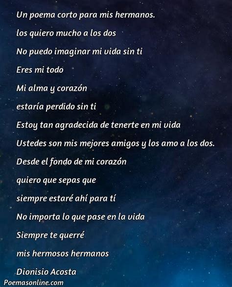 Cinco Poemas Para Hermanos Cortos Poemas Online