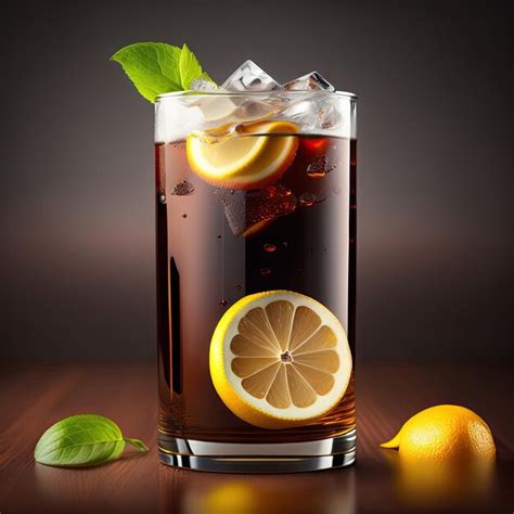 Premium Ai Image Glass Of Cola With Ice And Lemon