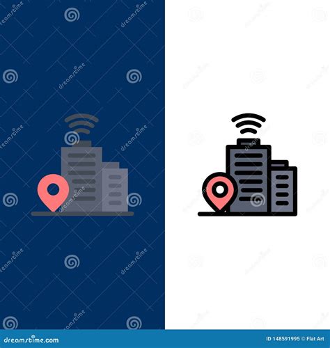 Building Wifi Location Icons Flat And Line Filled Icon Set Vector