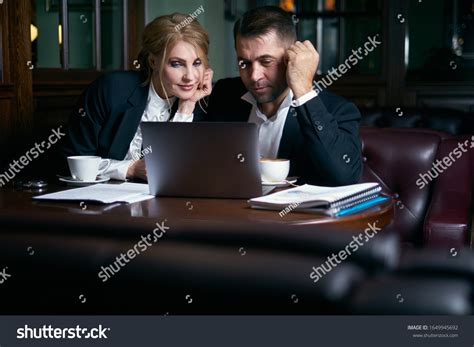 business people talking  coffee cafe stock photo