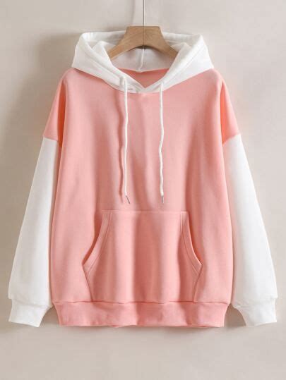 Colorblock Drawstring Pocket Hoodie Moletom Feminino Pano Roupas