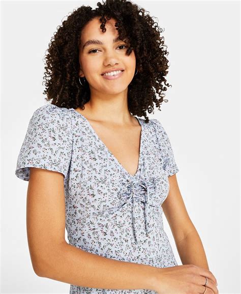 Levis Womens Delray Floral Print V Neck Mini Dress Macys