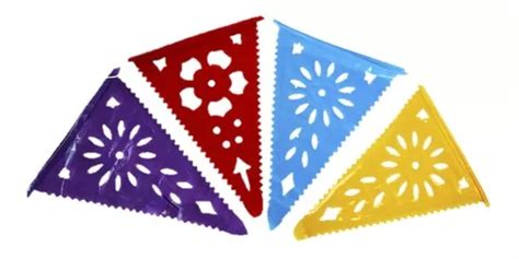 Papel Picado 15 Banderines De Plástico Multicor Cuotas Sin Interés