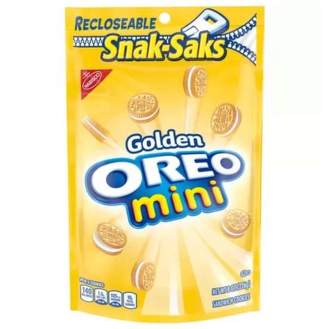 Oreo Mini Golden Sandwich Cookies Vanilla Flavor 1 Resealable Snak Sak