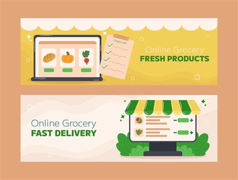 Free Vector | Online grocery store horizontal banner