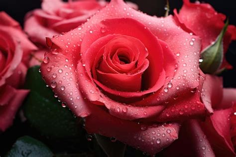 Rosas Con Gotas De Agua Foto Premium