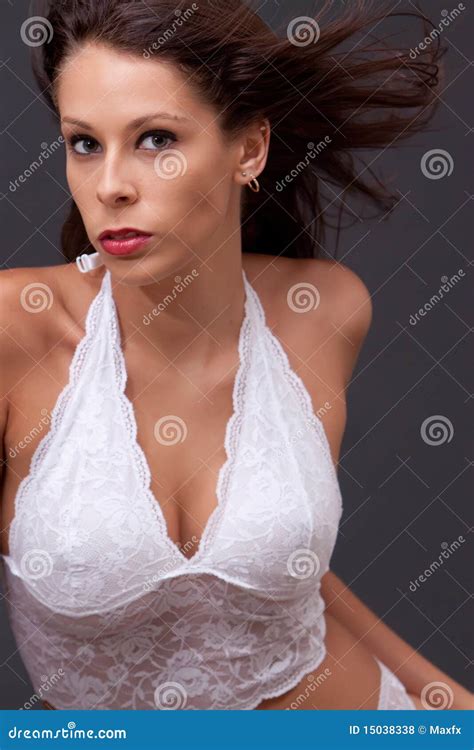 Beautiful Brunette Girl Wearing Lingerie Stock Photo Image Of Hairstyle Girl