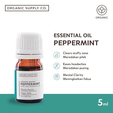 Jual Organic Supply Co Peppermint Essential Oil Fokus Energi