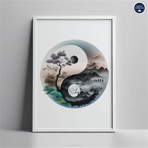 Yin Yang Wall Art Printable Zen Yin And Yang Poster Yoga Studio