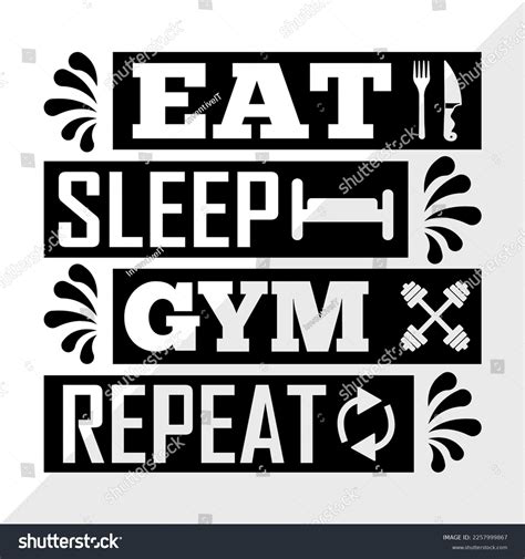 Eat Sleep Gym Repeat Svg Printable Stock Vector Royalty Free