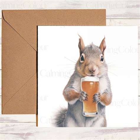 Squirrel Father's Day Card Greeting Card for Dad Single Card, Blank on