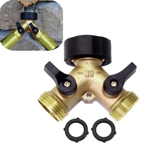 Xianxian Morvat Heavy Duty Brass 2 Way Y Splitter Garden Hose Hexagonal