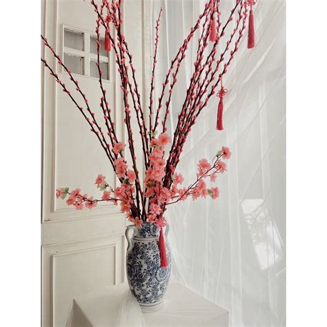 Jual Vas Keramik Bunga Imlek Everlasting Pussy Willow Flower Cny Cm Shopee Indonesia