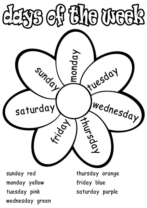 Free Printable Days Of The Week Worksheets