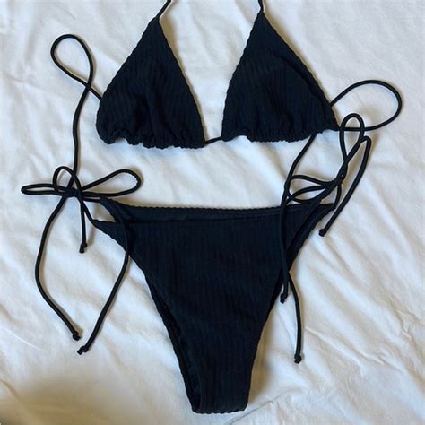 Tj Swim Swim Tj Swim Black Ribbed Bikini Poshmark