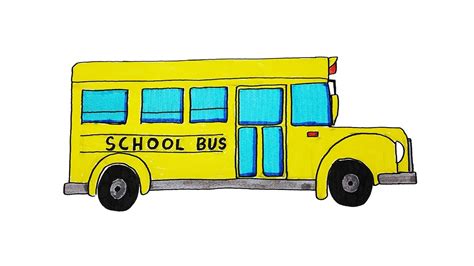 How to Draw a School Bus - For Kids - VERY EASY - YouTube
