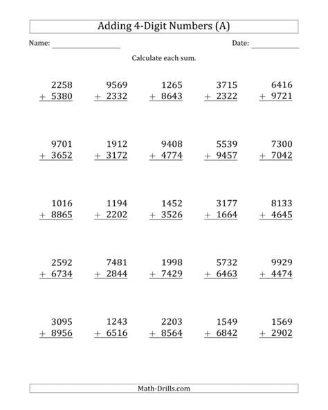 Digit Addition Worksheets Pdf Math Worksheets Printable