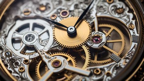 Mechanism Clockwork Of A Watch With Jewels Close Up Vintage Luxury