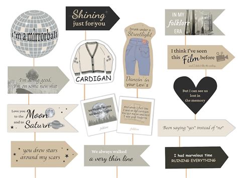 Printable Taylor Swift Folklore Photo Booth Props Taylor Swift Party