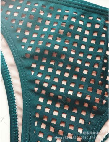 Sexy Green Geometric Mesh Two Piece Bikini On Luulla