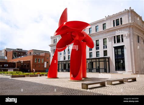 Alexander Liberman On High 1979 Rolled Steel Sculpture At Federal