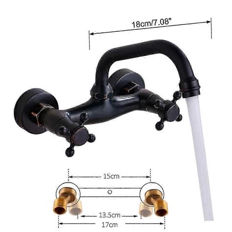 Antique Brass Basin Faucet Wall Mounted Bathroom Mixer Tap Hot Cold Sink Faucet Rotation