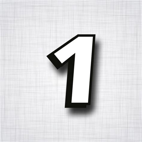 Sticker Chiffre 1 Blanc Et Noir Dimensions Ht 90mm