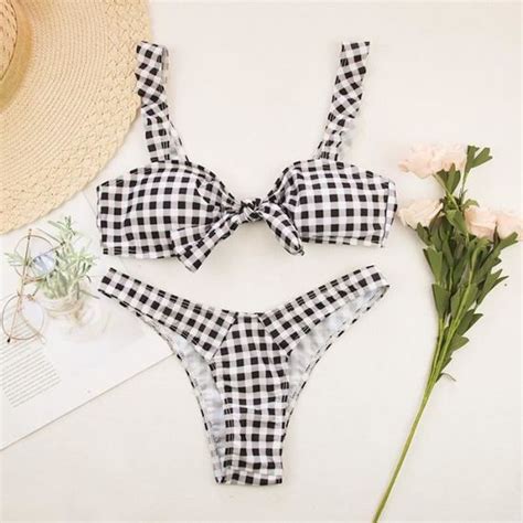 Maillot De Bain Omkagi Maillot De Bain Bikini Pour Femme Plaid Push Up Bikini Ensembles