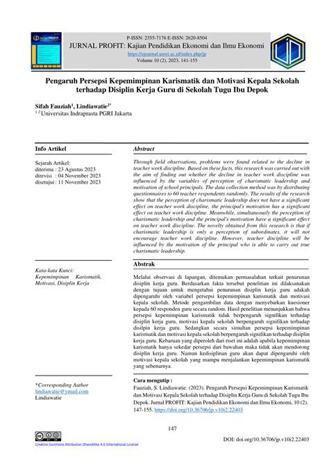 PDF PENGARUH PERSEPSI KEPEMIMPINAN KARISMATIK DAN MOTIVASI KEPALA