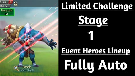 Lords Mobile Limited Challenge Bloodlust Stage 1 Fully Auto Grim Wolf