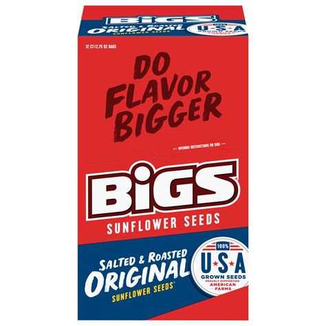 Bigs Sunflower Seeds Original Salted And Roasted 2 75oz Pack Of 12