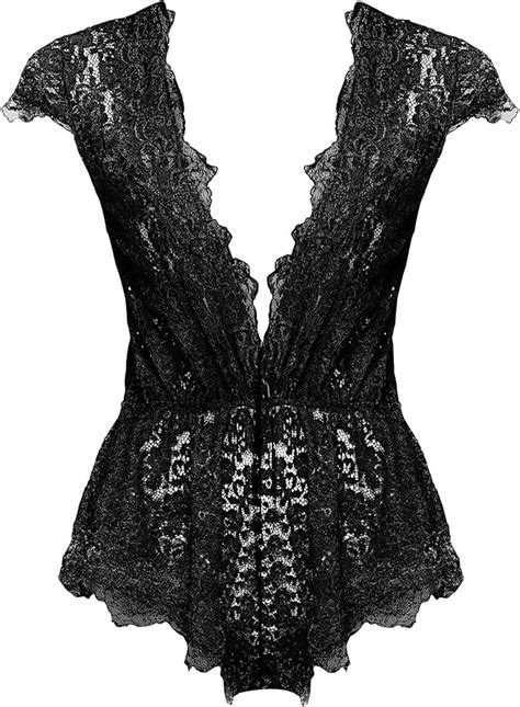 Ruzishun Sexy Lingerie For Women Lace Teddy Lingerie Deep V Open Plus Size Nightgown At Amazon
