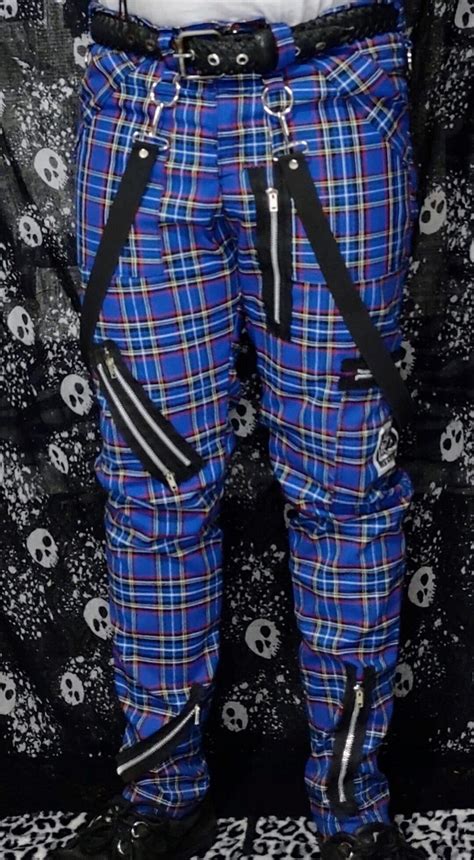 Blue Plaid Punk Pants Etsy