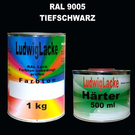 RAL 9005 1,5 kg SET Autolack Qualität GLÄNZEND incl. 0,5 ltr. Härter ...