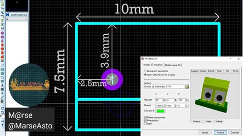 Diseño del Footprint Modelo3D de Bornera de 2 terminales en Proteus