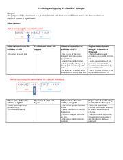 Predicting And Applying Le Chateliers Docx Predicting And Applying Le