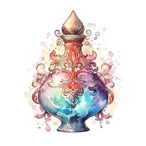 Premium AI Image | A watercolor drawing of a bottle with a blue and ...