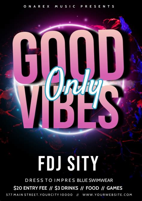 Good Vibes Only Party Invitational Template Postermywall