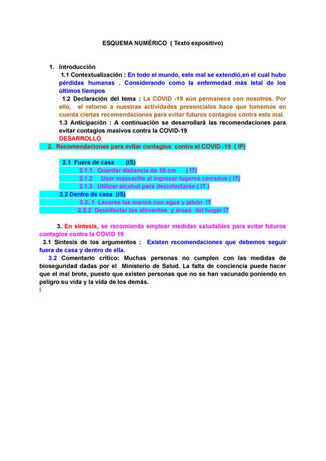 Modelos DE Esquemas esquema ESQUEMA NUMÉRICO Texto expositivo