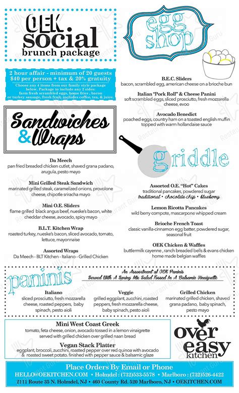 Menu at OEK - Holmdel restaurant, Holmdel